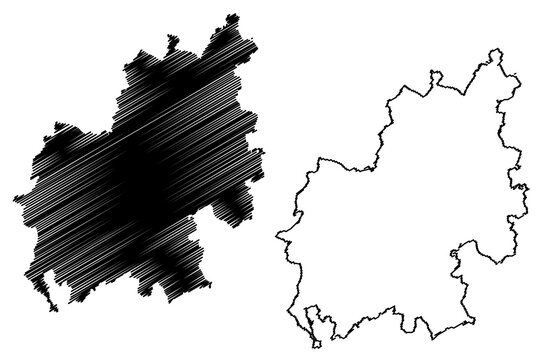 Euskirchen district (Federal Republic of Germany, State of North Rhine-Westphalia, NRW, Cologne region) map vector illustration, scribble sketch Euskirchen map