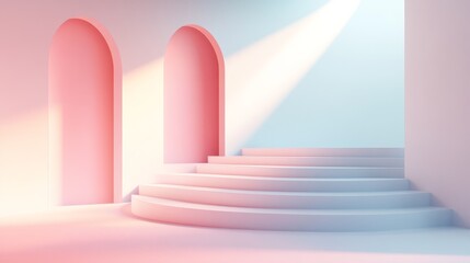 Obraz premium Serene Pastel Geometric Gradient with Clean Aesthetic and Smooth Transitions
