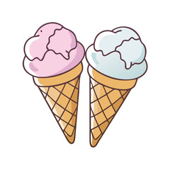 two ice cream coes vector icon, two ice cream coes vector illustration - simple illustration of two ice cream coes, perfect for logos,and two ice cream coes -themed designs.