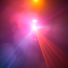 Fototapeta premium Bright stage lights with colorful smoke.