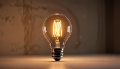 A solitary light bulb glows with a warm and inviting ambiance, gentle shine, soft illumination, peaceful haven
