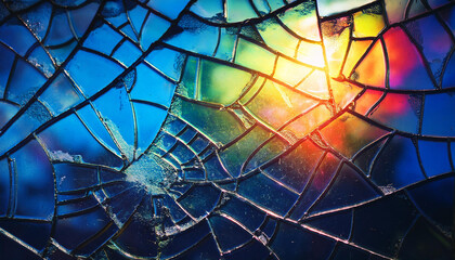 distressed heritage colourful lens flare blue weathered dwindled stained glass with dirt scratches texture smeared dust blur rainbow light impact