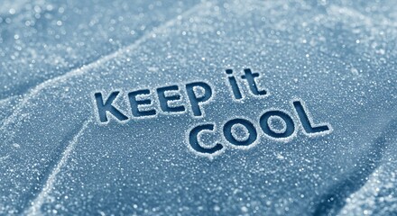 Fototapeta premium Keep it Cool Frost Text. This image can be used as a background for various design projects, adding a touch of wintery charm.