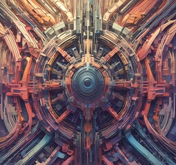 Fototapeta premium Illustration of abstract tech background.