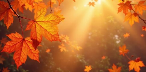 Obraz premium Subtle autumn leaf pattern, warm orange and brown hues, vibrant, muted