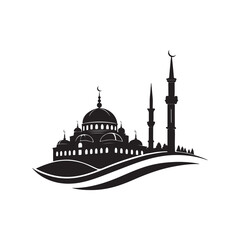 Fototapeta premium mosque silhouette vector line art logo design