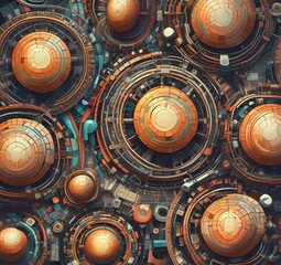 Fototapeta premium Illustration of abstract tech background.