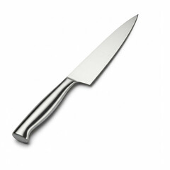 Obraz premium closeup of sharp silver kitchen knife isolated on white background