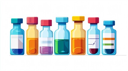 Obraz premium Wide Angle Medication Vial Bottles Set for Vaccines at Center