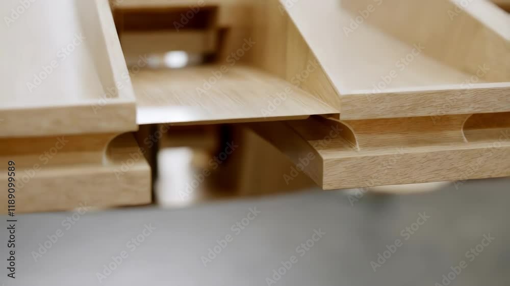 Aufkleber Precise engineering and seamless integration are displayed as wooden planks smoothly interlock, showcasing innovative construction techniques
