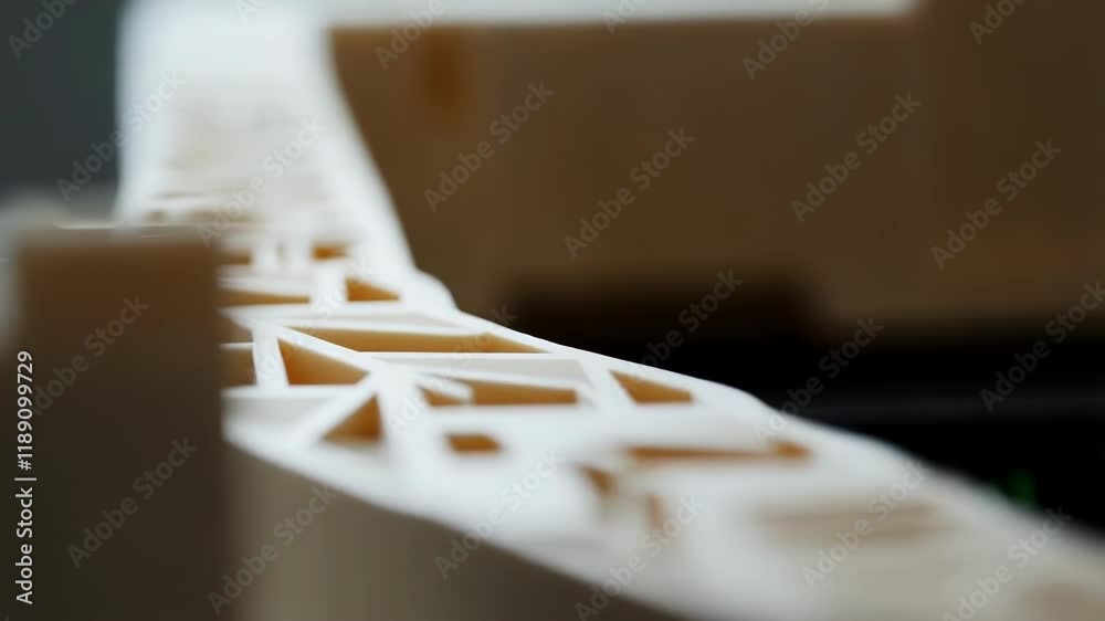 Poster Architectural model slowly rotating on a build platform, showcasing intricate details and design elements, highlighting the precision and capabilities of additive manufacturing technology