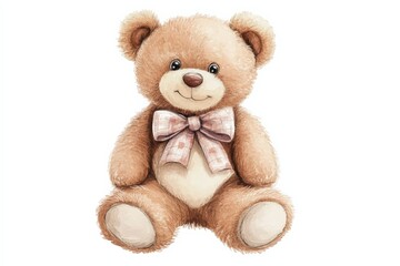 Obraz premium a brown teddy bear with a pink bow