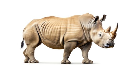 Fototapeta premium Isolated white rhinoceros, profile view, nature, zoo
