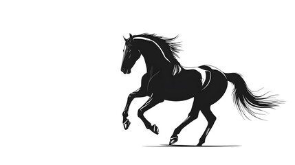 A Black Horse in Motion Graceful and Powerful