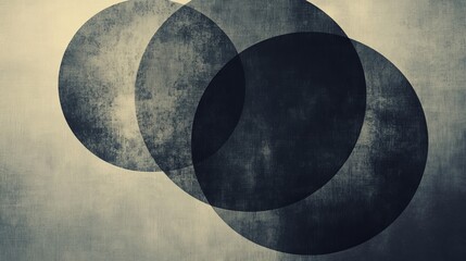 Ethereal Monochrome Circles - Abstract Design with Faded Gradients and Minimal Texture