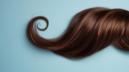 long brown hair on a blue background