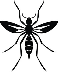 Mosquito silhouette vector illustration, Mosquito line art vector, Mosquito vector design