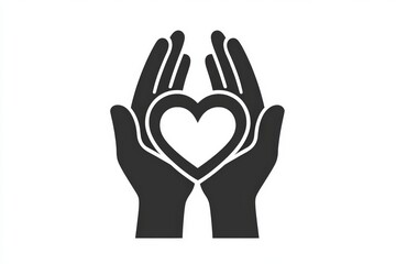 Two hands protecting heart symbol of love, care, and health