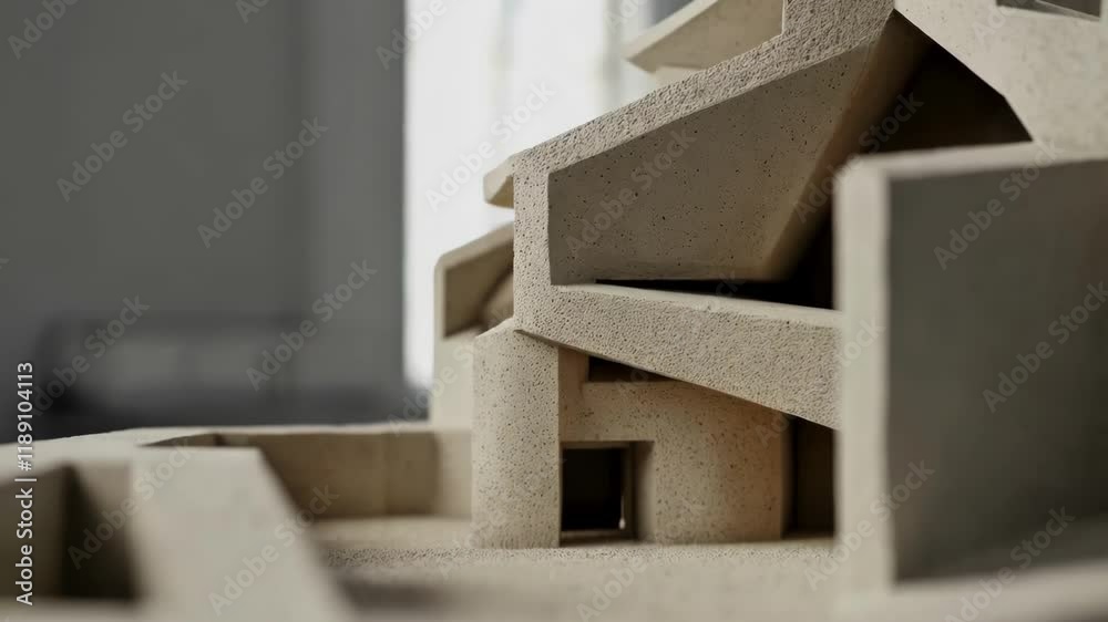 Aufkleber architectural model made of concrete, showcasing innovative design and construction techniques, high