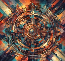 Fototapeta premium Illustration of abstract tech background.