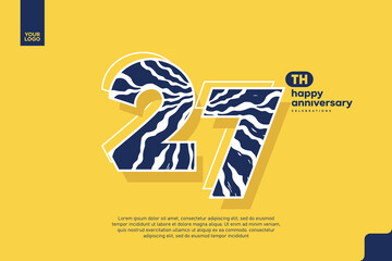 Number 27 logo icon design, 27th birthday logo number, anniversary 27