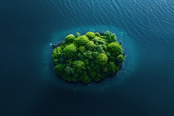 A Heart-Shaped Tropical Island Captured by Drone Surrounded by Turquoise Waters