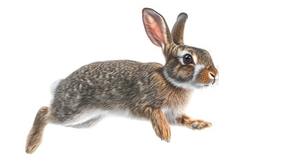 Fototapeta premium A rabbit races across the dark expanse, capturing speed and agility in motion photography.