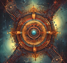 Obraz premium Illustration of abstract tech background.