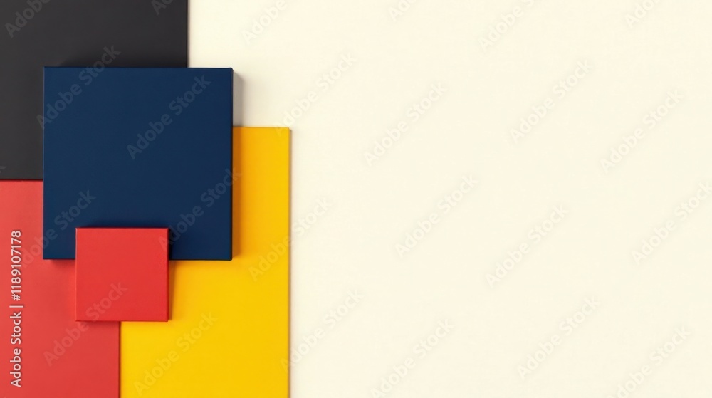 Poster Abstract Colorful Geometric Shapes Composition with Copy Space