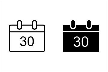 Calendar icons collection 1, 2, 3, 4, 5, 6, 7, 8, 9, 10, 11, 12, 13, 14, 15, 16, 17, 18, 19, 20, 21, 22, 23, 24, 25, 26, 27, 28, 29, 30. All days of yea. Vector illustration