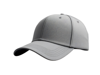Sleek Gray Baseball Cap - Transparent Background Mockup