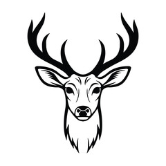 Naklejka premium Deer silhouette - outline vector icon, Wild Animal, Hand Drawn deer illustration