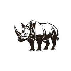Fototapeta premium Rhino, standing, African savanna, wildlife graphic, logo design
