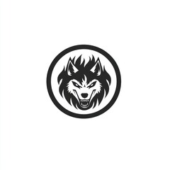 Angry wolf head logo design, white background, mascot, graphic