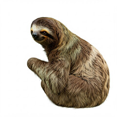 Fototapeta premium brown furry sloth animal wildlife isolated on white background