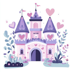 Whimsical Heart Castle in Pastel Colors