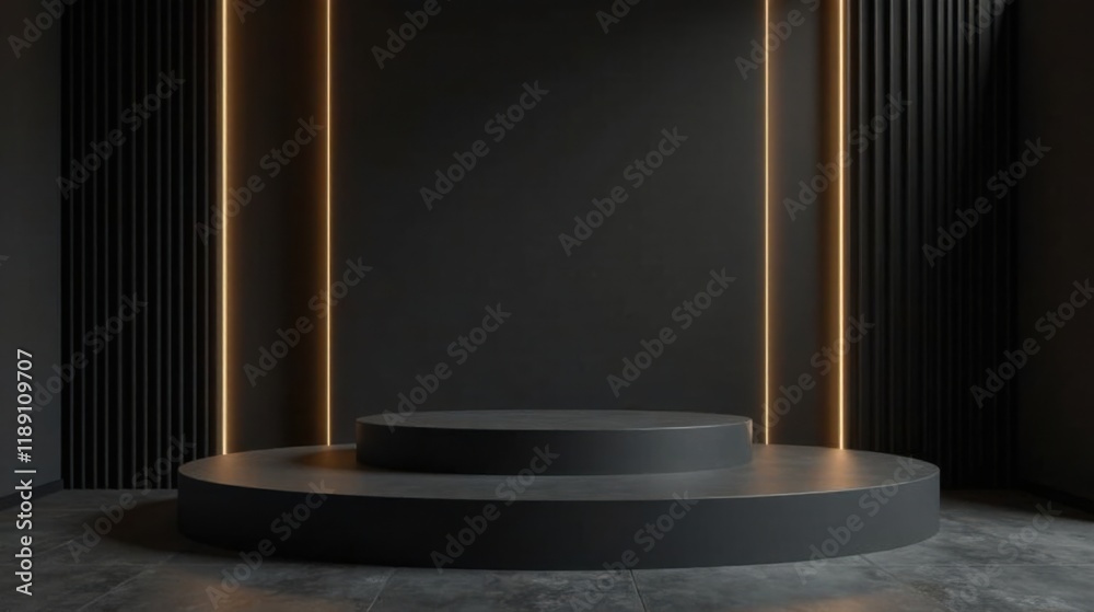 Aufkleber dark minimalist product display with subtle ambient lighting