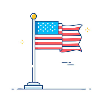 american flag waving on pole clip art preview