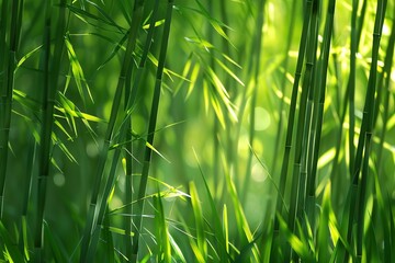 green abstract photo of reeds or bamboo growing wild