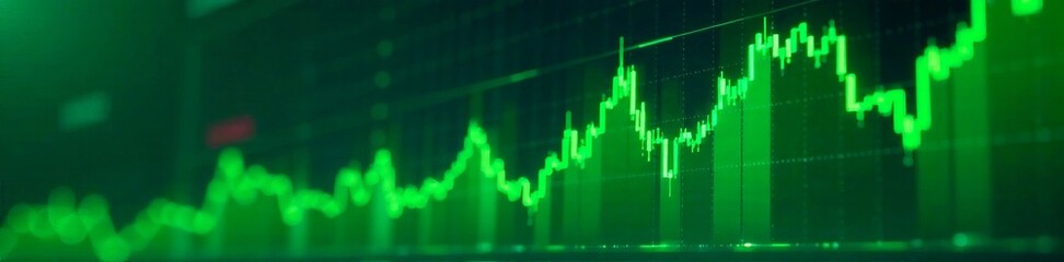 Abstract financial chart with green upward trend representing growth and profitability.