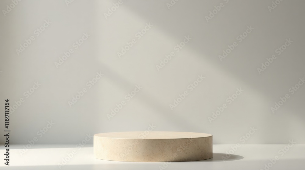 Aufkleber Minimalist Beige Round Display Platform in Soft Light