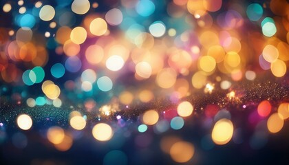 colorful bokeh lights creating festive glowing background