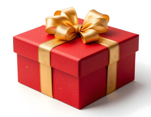 Obraz premium Red Gift Box with Golden Ribbon Ready for Gifting