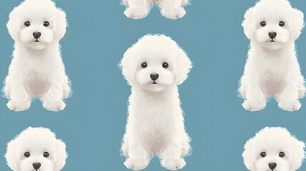 Adorable White Bichon Frise Dogs Pattern Design