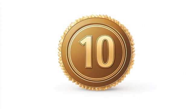 Elegant 10th Anniversary Golden Badge Style Icon for Celebrations