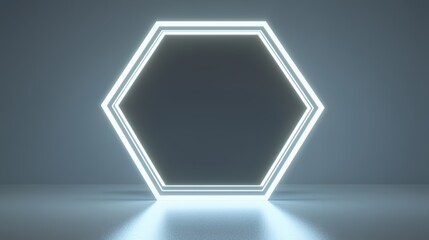 Futuristic Hexagonal Neon Light Frame Abstract Background