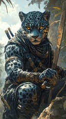 Illustration - Jaguar Warrior in Jungle Setting
