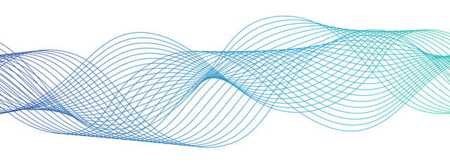 Abstract blue blend wave lines on transparent background. Geometric Technology, data frequency gradient lines. Colorful wave lines and technology background. Wave with lines created using blend