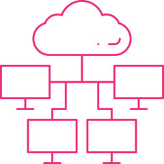 Cloud and Connected Computers icon single vector illustration