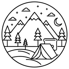 Outdoor Adventure Line Art Design